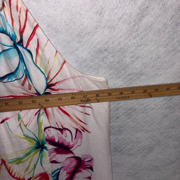 Tommy Bahama 100% Linen Floral Halter Shift Dress L Tropical Hibiscus Print - Picture 9 of 10